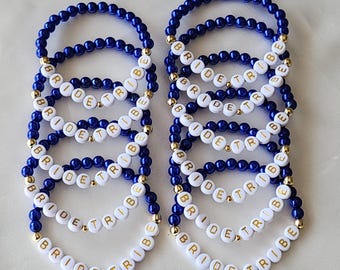 Personalized Name Bead Bracelet: Bridesmaid Bracelets , Wedding Favor, Bridal Shower Gifts