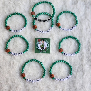 Personalized Basketball Team Bracelet: Acrylic Pearl Sports Fan Gift