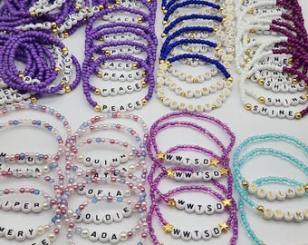 Bulk Order Beaded Friendship Bracelets, Fundraising & Cancer Awareness Bracelet, Personalized Gift
