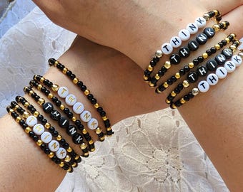 Personalized Acrylic Pearl Beaded Bracelet: Custom Name, Wedding Favor