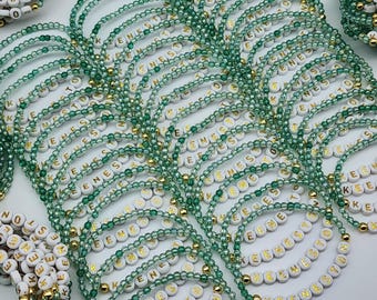 Bulk Order Friendship Bracelets :Personalized Beaded Word Bracelet, Custom Name, Date, or Message