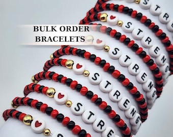 Personalized Beaded Team Support Bracelets / Custom Bracelet Bulk Cheap /  / Brithday Party Favors / Friendship Jewelry