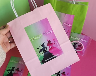 Wicked Party Favor Bags: Sacolas de presente de aniversário rosa e verde