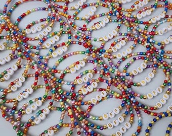 Personalized Beaded Word Bracelet / Bulk Order Friendship Bracelets / Charity Gift / Company Gifts