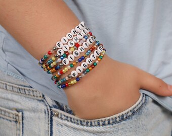 Friendship Bracelet Custom Word Beaded Jewelry Bulk Order Rainbow Awareness Gift