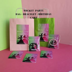 Onbeperkt tas met thema feest Wicked + armband + verjaardagskaart