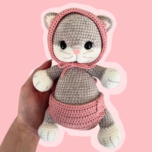 Amigurumi Cat Crochet Pattern PDF: Stuffed Kitten DIY Tutorial