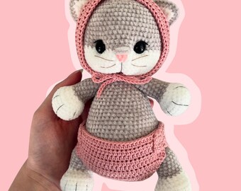 Amigurumi Cat Crochet Pattern PDF: Stuffed Kitten DIY Tutorial