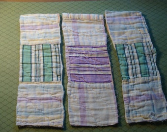 3 Old Colorful Patchwork Quilt Pieces ~ Scraps ~ Farmhouse