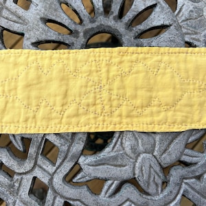 Small Vintage Cutter Quilt Piece ~ Easter Egg Yellow and Lavender ~   Hand Quilting  3” x 11”
