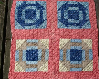 From the Farmhouse ~  Antique 1800's Prairie Style Cutter Quilt Piece