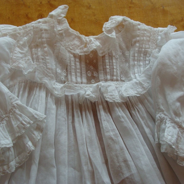 For the Shabby Little Princess ~ Antique Baby ~ Doll Dress ~Christening Gown ~ Lace ~ Homemade