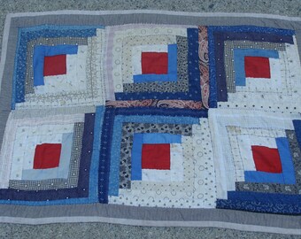 Antique Log Cabin Child or Doll Quilt ~ A study in Fabric
