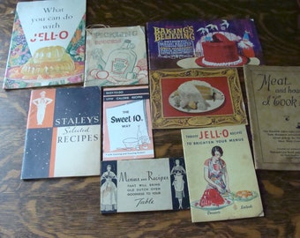 Lot de 9 livres de cuisine vintage/antiques intéressants