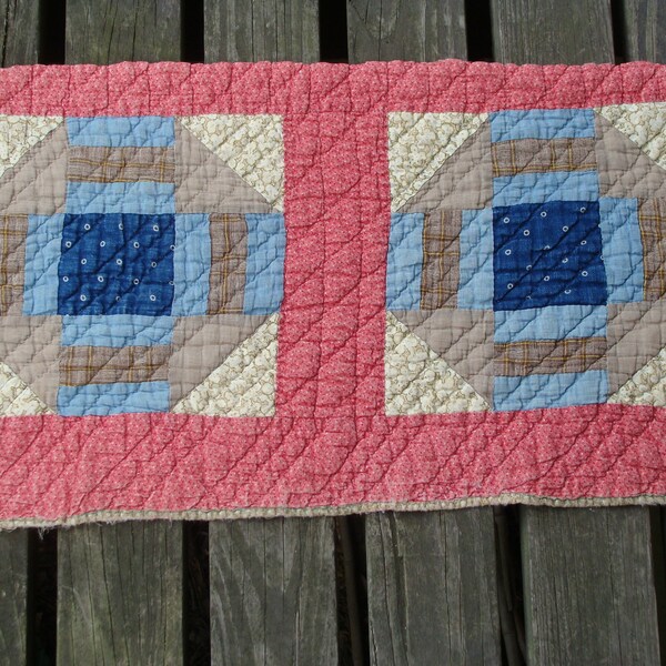 From the Farmhouse ~  Antique 1800's Prairie Style Cutter Quilt Piece