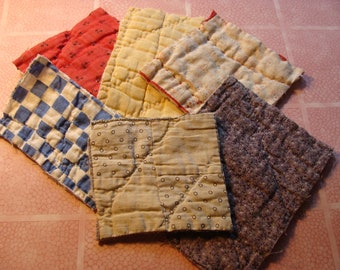 A Batch of Old Primitive Patchwork Quilt Pieces ~ Feedsack  ~ Scraps ~ Farmhouse