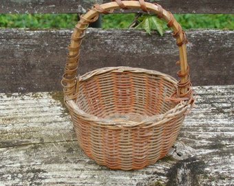 Colorful Vintage Small Vintage Basket - Only 8" tall including handle