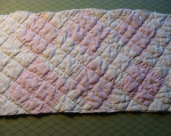 From the Farmhouse ~ Pretty in pink - Vintage Quilt Piece ~ Mat ~ Scraps ~ Doily ~ 11" x 6"