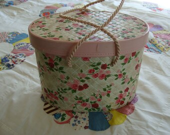 From the farmhouse attic ~ Vintage Quilted Shabby Chic ~ Cottage Sewing Basket