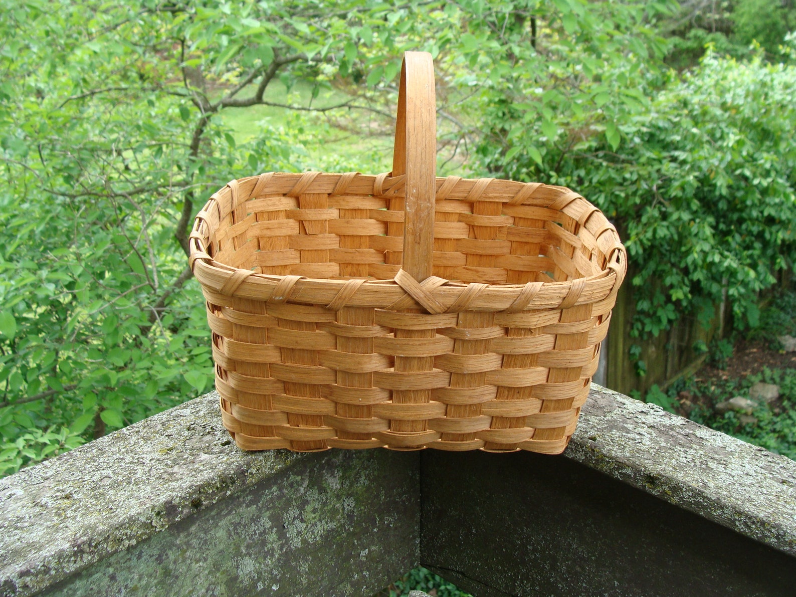 Vintage Woven Farm Basket Small Gather Basket Etsy