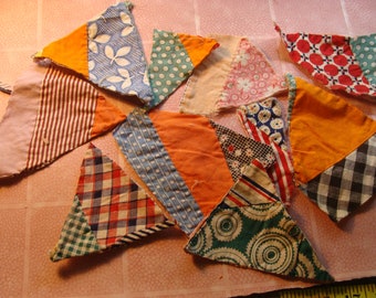 A Batch of 1930's Primitive Patchwork Quilt Pieces ~ Feedsack  ~ Scraps ~ Farmhouse