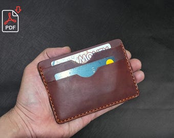 Leather Wallet Pattern, Minimalist Cardholder (PDF Templates)