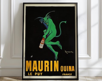 Maurin Quina Le Puy Liqueur Green Devil Drink Cappiello Vintage