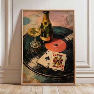 Vinylskivaffisch: Champagnestilleben, Retro Barväggkonst