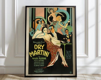Dry Martini Vintage Poster: 1920s Art Deco Cocktail Print