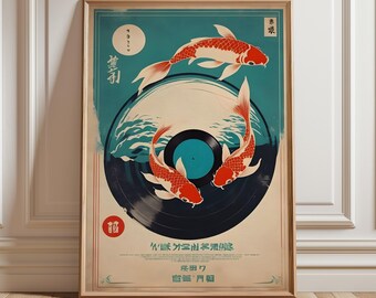 日本の鯉のポスター：禅の壁掛けアート、ヴィンテージの日本の装飾プリント