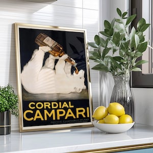 Poster dell'orso polare Campari: pubblicità italiana d'epoca, decorazione murale per bar per aperitivi immagine 2