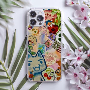 Funda transparente Kawaii para teléfono - Collage de tablero de estado de ánimo japonés para iPhone 16-11 y Samsung Galaxy S24 S23 S22 - Regalo de estética pastel japonesa