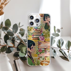 Apothecary Diaries Maomao Phone Case for iPhone 16-7 and Galaxy S25-S21 S10 Flexi Bookish Anime Floral Aesthetic Dark Academia Cover