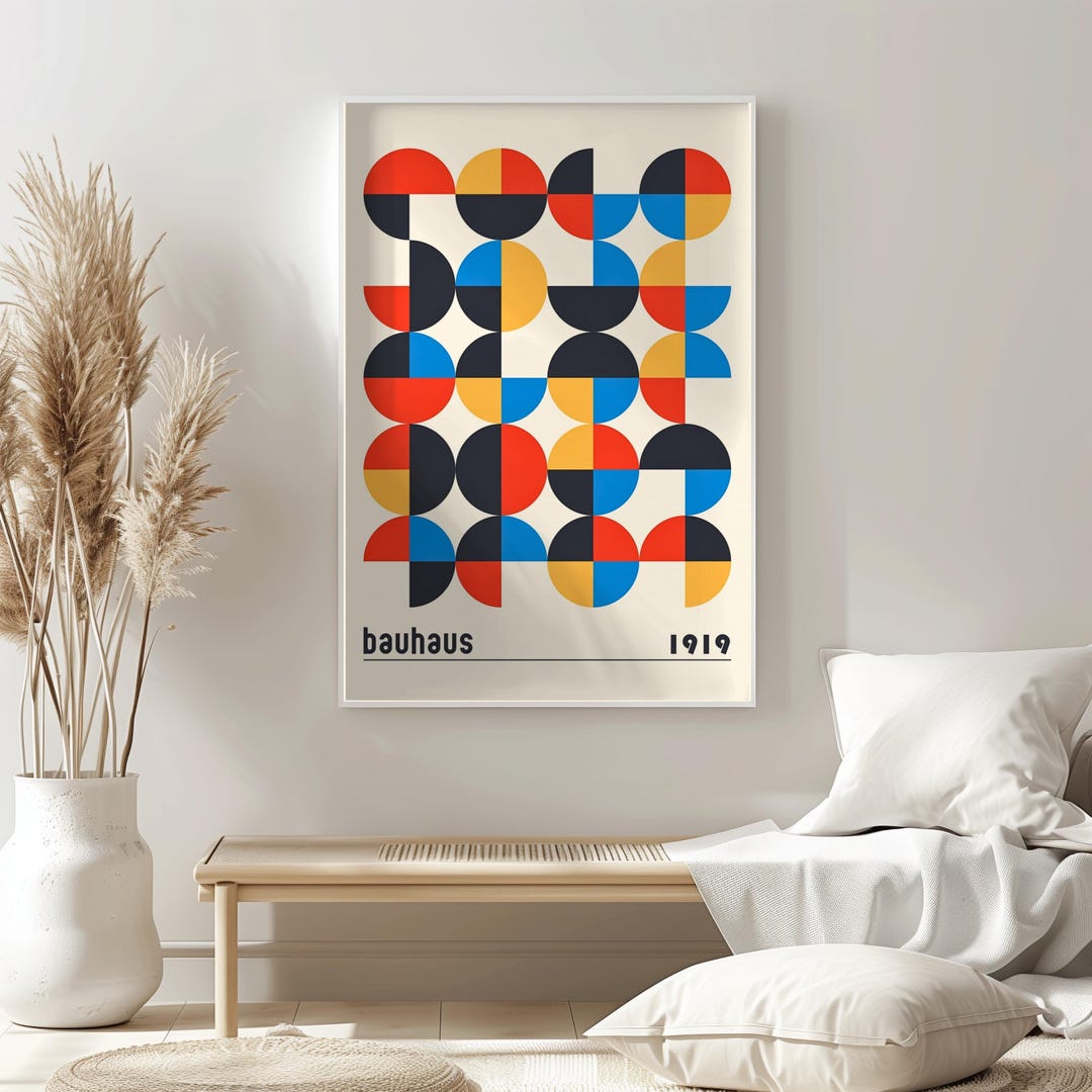 Bauhaus 1919 Poster: Geometric Abstract Wall Art, Modern Minimalist ...