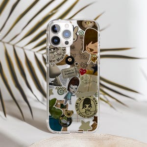 Clear Kawaii Collage Phone Case, Yoshitomo Nara, Miffy, Totoro Inspired Aesthetic for iPhone 16, 15, 14, 13, 12, 11 Samsung Galaxy S24