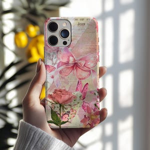 Floral Butterfly iPhone Samsung Tough Case Vintage Rose Aesthetic Protective Phone Cover