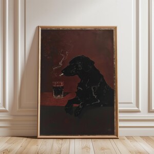 Noir Black Dog Poster: Whiskybar-väggkonst Vintage Lounge Mood-tryck