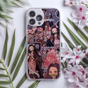 Nezuko Anime Phone Case - Kawaii Floral Demon Slayer Cover - Soft TPU for iPhone 16-7 & Samsung Galaxy S25 S23 S22 S21 S10 - Otaku Gift