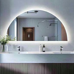 Slaapkamer luxe muur led spiegel _ badkamer halve maan decor led spiegel - halve cirkel led spiegel - halfronde led verlichte wandspiegel -