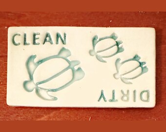 Sea Turtle Dishwasher Magnet: Blue-Green Honu, Ceramic Kitchen Decor