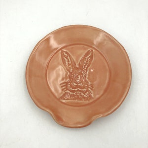 Bunny spoon rest Ceramic spoon rest with rabbit image pottery spoon rest with adorable rabbit impression image 9