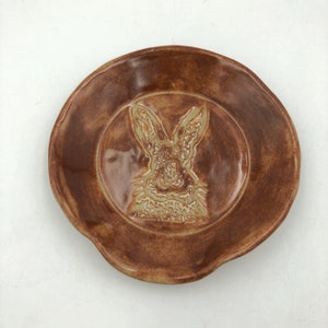 Bunny spoon rest Ceramic spoon rest with rabbit image pottery spoon rest with adorable rabbit impression image 7