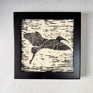 Framed Ibis Tile, Bird Lover Art