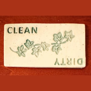 Dishwasher reminder magnet for dirty or clean, Green Ivy imagery