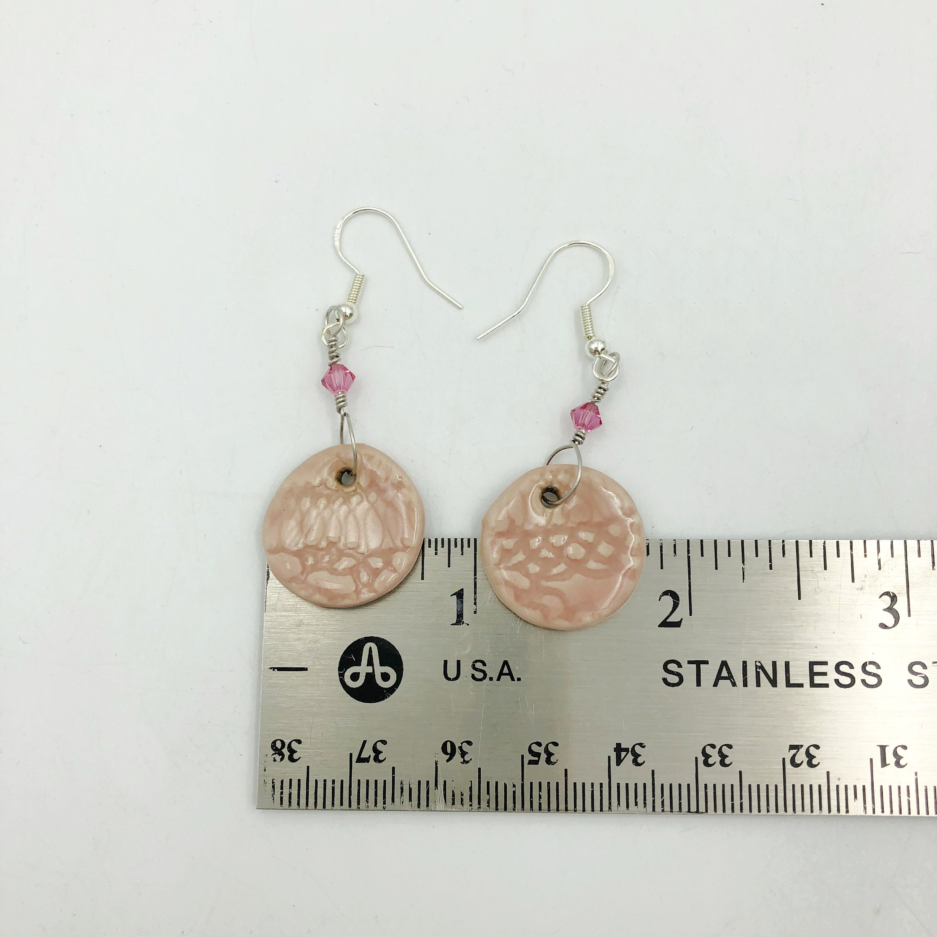 Handmade ceramic earrings in 2 shapes and sizes in a pretty Etsy