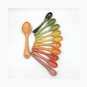 Handmade Ceramic Spice Spoon: Textured Handle, Colorful Glaze
