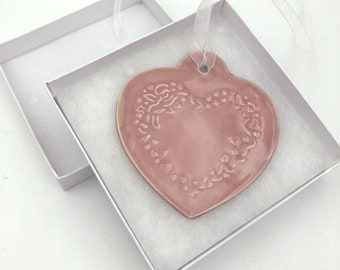 Ceramic Heart Ornament, 3 designs Available, Gift Box Included, Xmas Decoration, Christmas Tree, Valentine