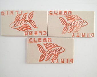 Dirty or Clean Dishes Kitchen Magnet with non-scratching backing, Approx 1.5" x 3"