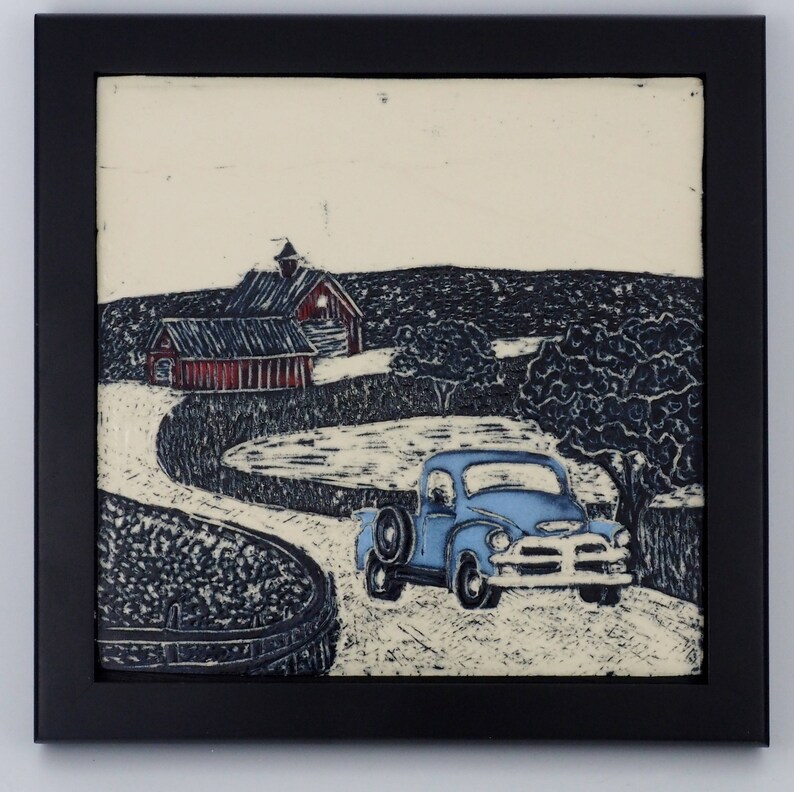 Country Living Wall Art of an Old Chevy Truck and a Red Barn Etsy New