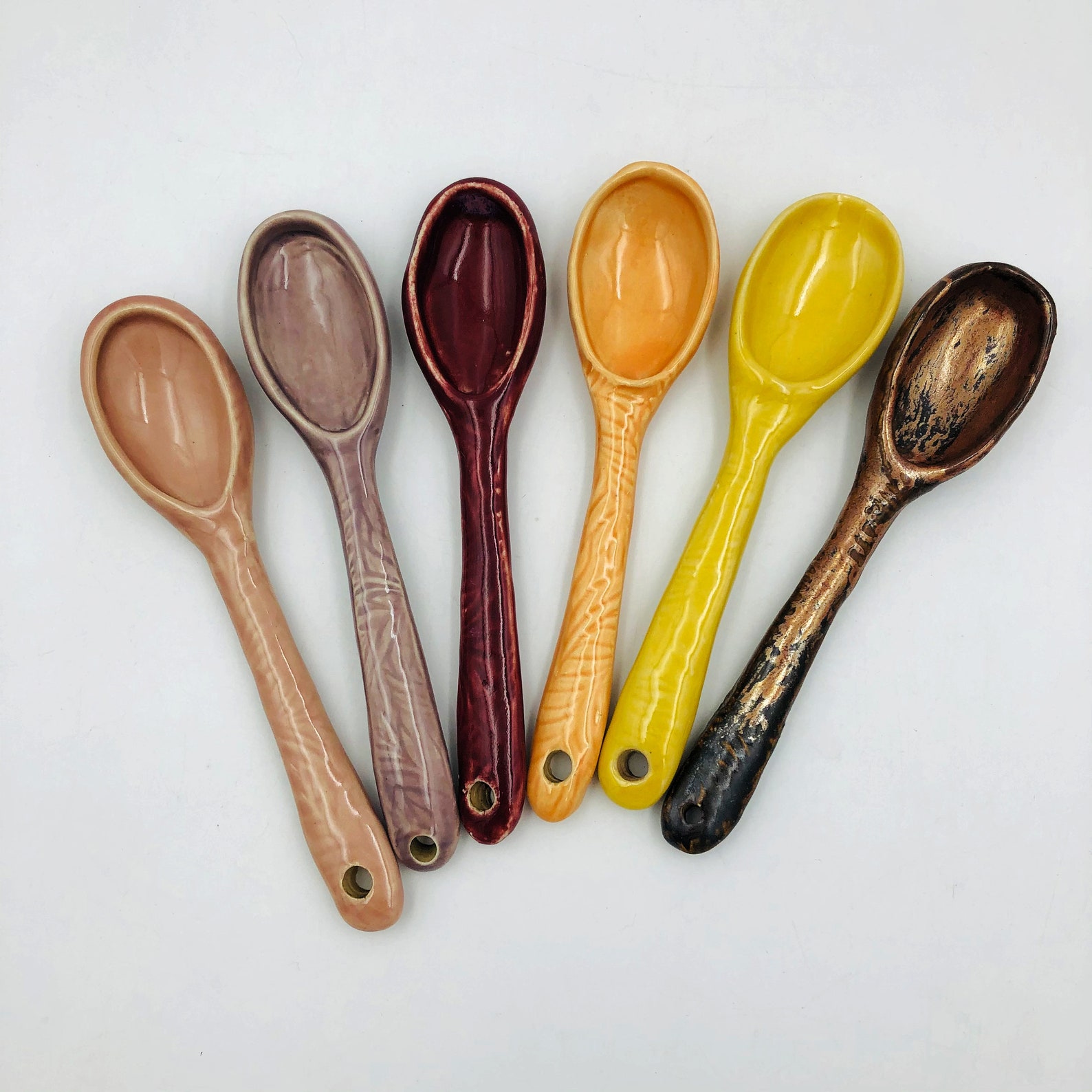 Handmade Ceramic Spoons With Textured Handles Glazed on Both Etsy